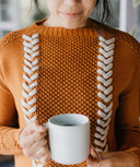 Maybeck Pullover | Knitting Pattern by Ksenia Naidyon - modeled, front