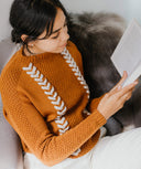 Maybeck Pullover | Knitting Pattern by Ksenia Naidyon - modeled, shoulder