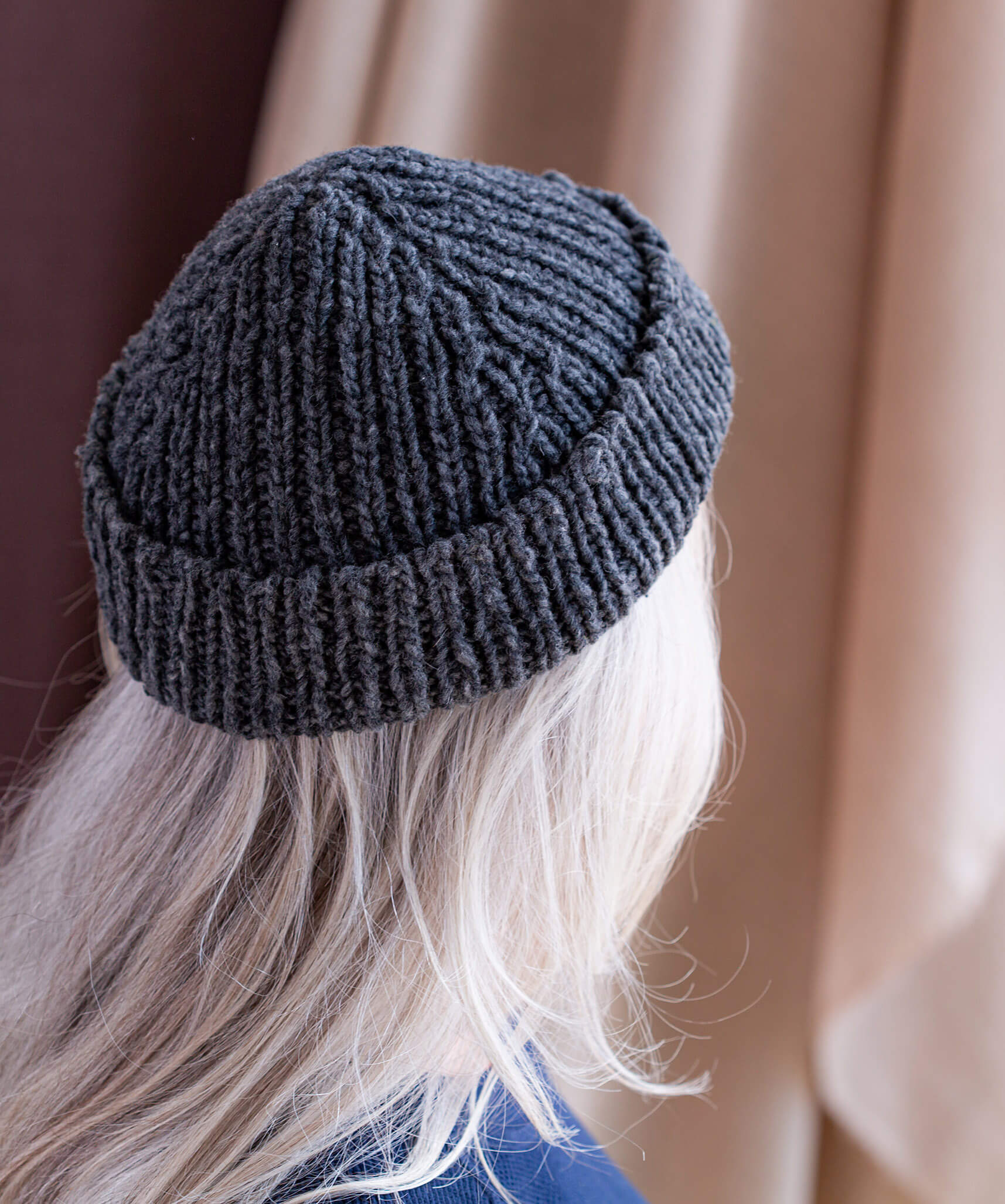 Ribbed Hat Double Knit Bobble Hat Pattern Biggie Rib Hat Knitting