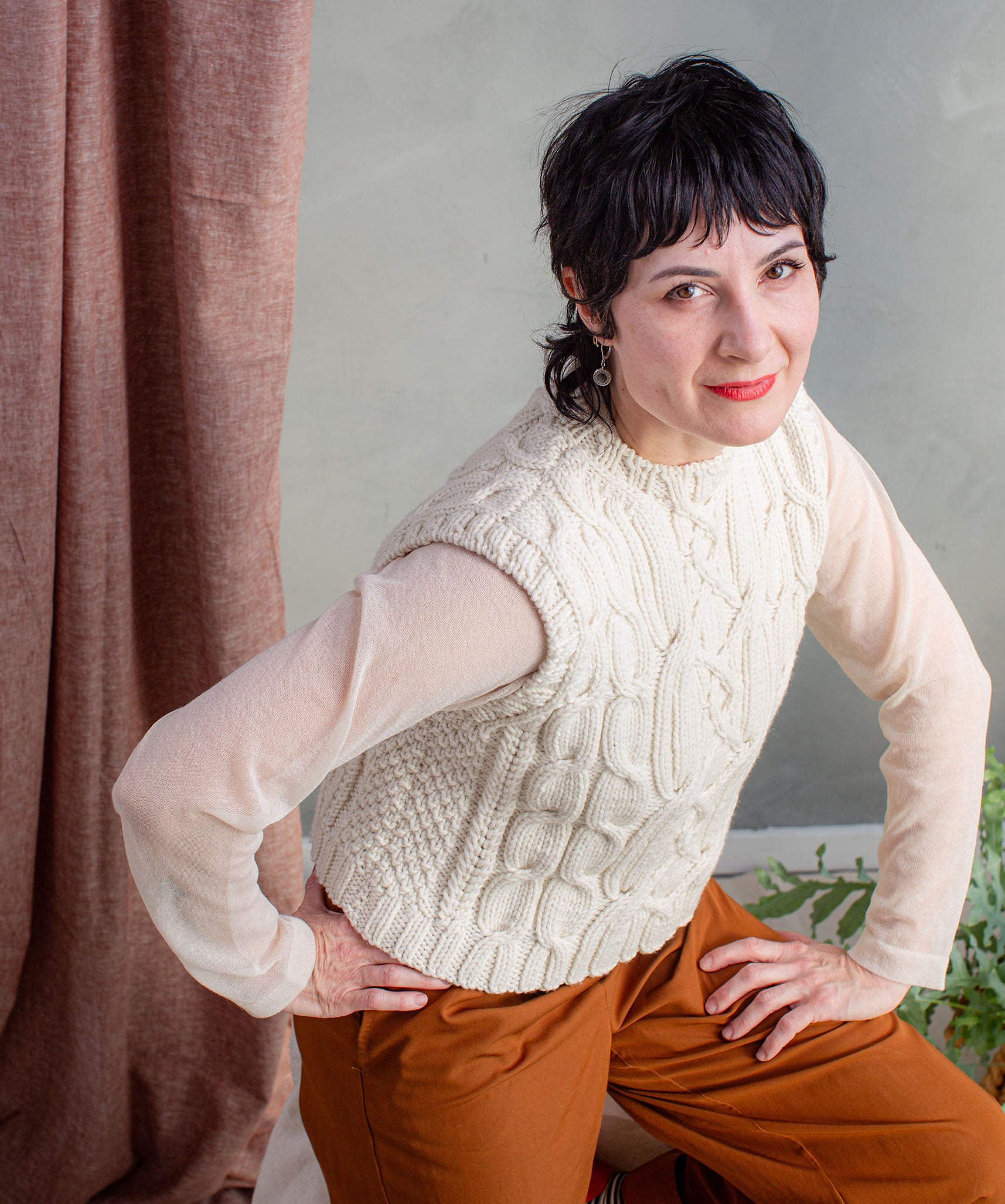 【Raucohouse】Wool tweed banding track jumper Roko Vest | Knitting Pattern by Lis Smith | Brooklyn Tweed