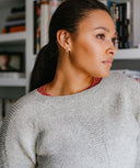 Bresson Pullover | Knitting Pattern by Alma Bali - modeled, neckline
