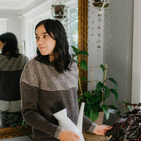 Cormel Pullover | Knitting Pattern by Lyudmila Aksenik - modeled, front