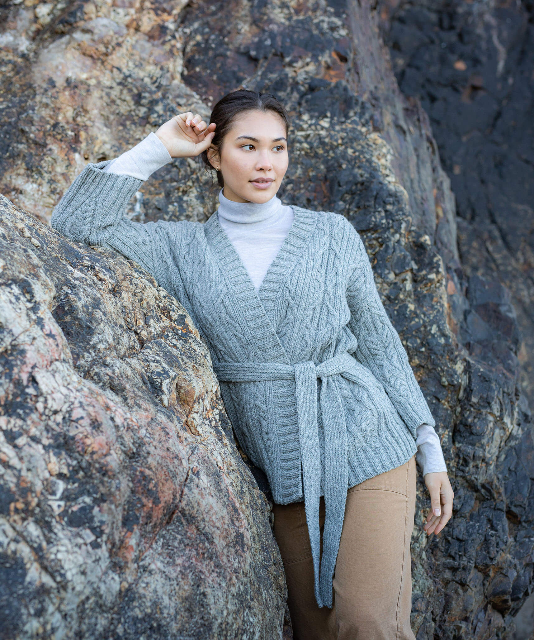 アパルトモン★美品Themal Inner Knit グレー quaranciel:〈手洗い可能〉AQUA カシミヤ ミックス ドルマン ニット