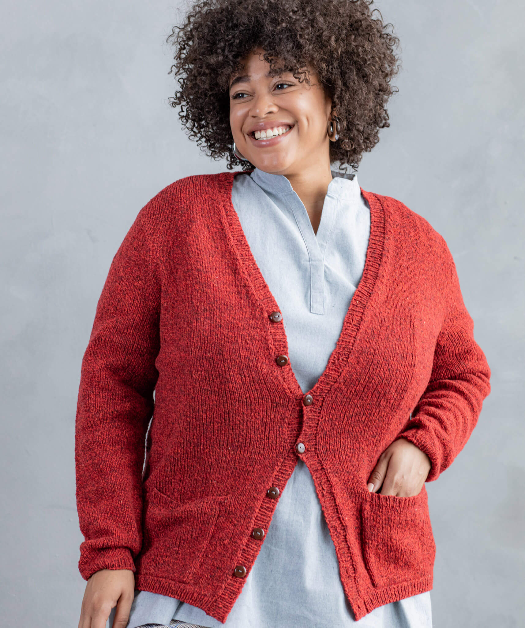 NONLOCAL Tweed Button Knit Cardigan