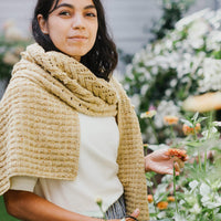 Oiva Scarf | Knitting Pattern by Camille Romano - modeled, front