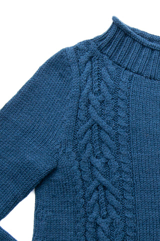 Fisherman's Wool Boyfriend Sweater in Birch Tweed - Cable stitch